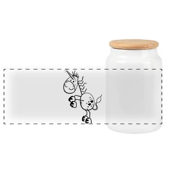 Bande dessinée drôle de licorne - Boîte à biscuits avec couvercle en bois - blanc - Devant