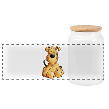 Drôle Airedale Terrier - Chien - Cadeau - Boîte à biscuits avec couvercle en bois - blanc - Devant