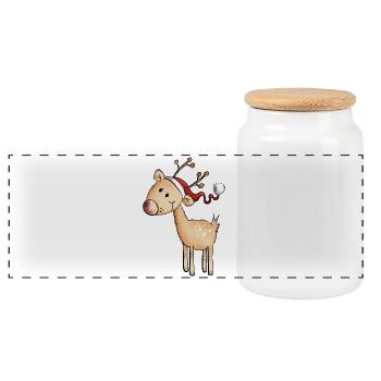 Cute Santa Claus Reindeer - Gift - Christmas - Panoramic Cookie Jar with Wooden Lid - white - Front