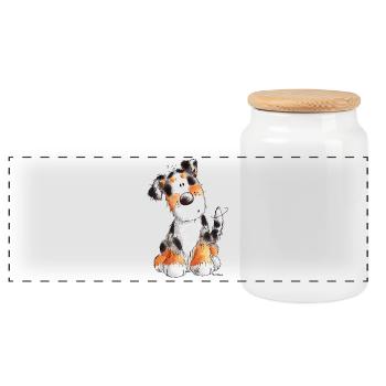 Süßer Australian Shepherd - Aussie - Geschenk - Panorama Keksdose mit Holzdeckel - Weiß - Vorne