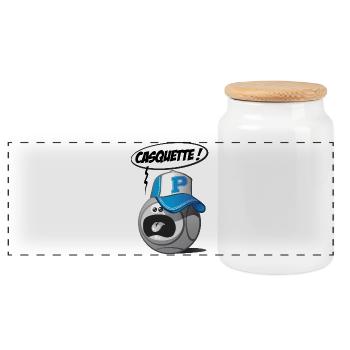 Casquette pétanque - Boîte à biscuits avec couvercle en bois - blanc - Devant