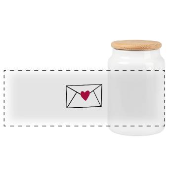 Rotes Herz auf Schwarz - Panorama Keksdose mit Holzdeckel - Weiß - Vorne