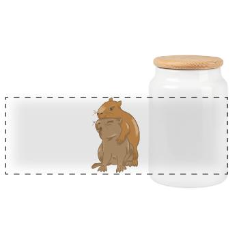Umarmung von Capybara-Babys - Panorama Keksdose mit Holzdeckel - Weiß - Vorne