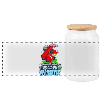 Breakdance B-Boy Streetdance Design Hip Hop Dance - Panoramic Cookie Jar with Wooden Lid - white - Front