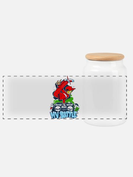 Breakdance B-Boy Streetdance Design Hip Hop Dance - Panoramic Cookie Jar with Wooden Lid - white