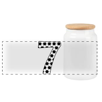 7 - Panoramic Cookie Jar with Wooden Lid - white - Front