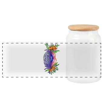Vulva brain - Panoramic Cookie Jar with Wooden Lid - white - Front
