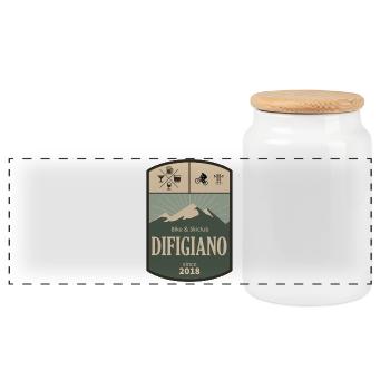 Difigiano Bike & Ski Club - Panoramic Cookie Jar with Wooden Lid - white - Front
