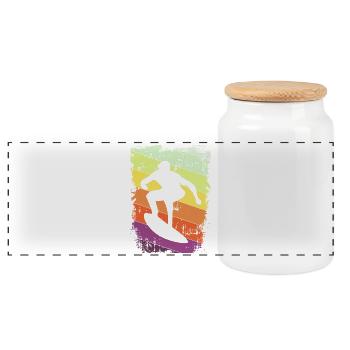 Surf surfer - Boîte à biscuits avec couvercle en bois - blanc - Devant