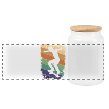 Skater Skateboard - Panorama Keksdose mit Holzdeckel - Weiß - Vorne