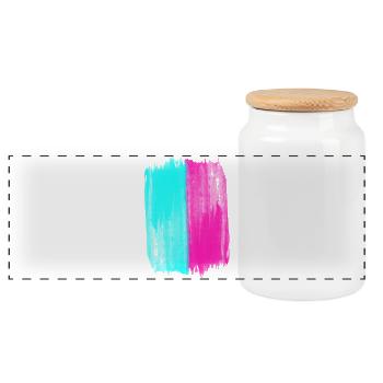 Pink And Turquoise Trend Colors Acrylic Paint - Panoramic Cookie Jar with Wooden Lid - white - Front