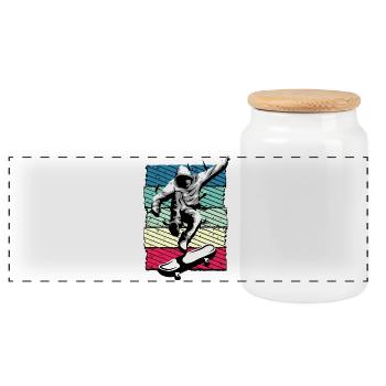 Skate | Skateboarding | Skater - Panoramic Cookie Jar with Wooden Lid - white - Front