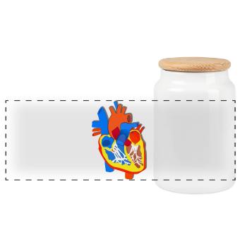 Colored Heart Anatomy Illustration - Panoramic Cookie Jar with Wooden Lid - white - Front