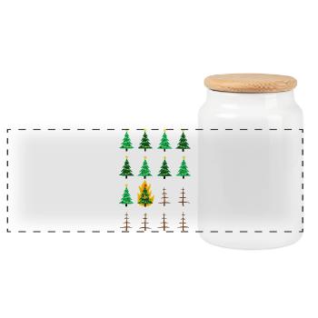arbre de Noël brûlant, Noël, arbre de Noël - Boîte à biscuits avec couvercle en bois - blanc - Devant