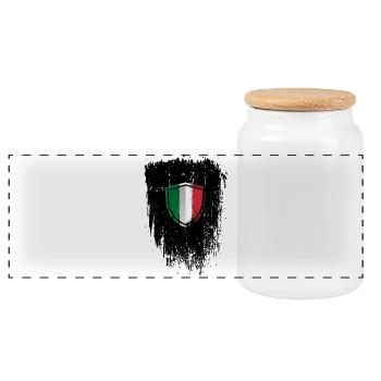 Distressed Italian Flag Shield - Panoramic Cookie Jar with Wooden Lid - white - Front
