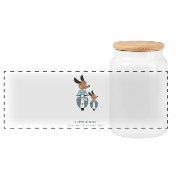 LITTLE BOY, FATHER AND SON - Panoramic Cookie Jar with Wooden Lid - white - Front