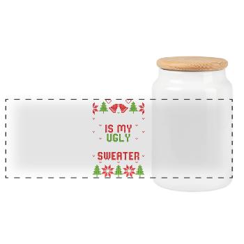 This is my ugly christmas sweater - Panoramic Cookie Jar with Wooden Lid - white - Front