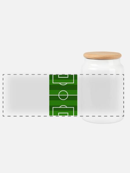 Fußballfeld - Panorama Keksdose mit Holzdeckel - Weiß