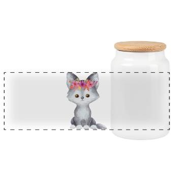Chaton chat avec couronne de fleurs - Boîte à biscuits avec couvercle en bois - blanc - Devant
