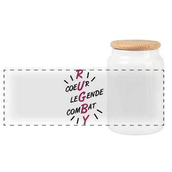 Rugby, un sport de légende ! - Boîte à biscuits avec couvercle en bois - blanc - Devant