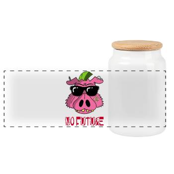 Punk Pig - Panoramic Cookie Jar with Wooden Lid - white - Front