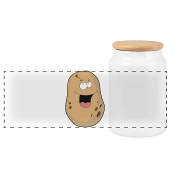 Pomme de terre gaie légumes nourriture agriculture biologique - Boîte à biscuits avec couvercle en bois - blanc - Devant