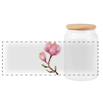 Branche de magnolia à fleurs roses - Boîte à biscuits avec couvercle en bois - blanc - Devant