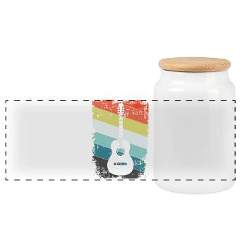 Guitare - Boîte à biscuits avec couvercle en bois - blanc - Devant