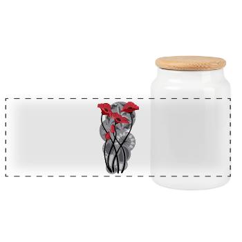 Butterfly Poppy Tattoo - Panoramic Cookie Jar with Wooden Lid - white - Front