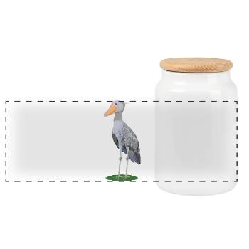 Steffen, shoe beak - Panoramic Cookie Jar with Wooden Lid - white - Front