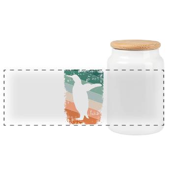 Pinguin Pinguine - Panorama Keksdose mit Holzdeckel - Weiß - Vorne