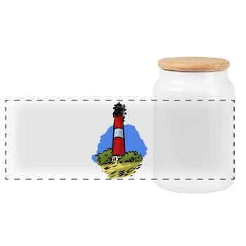Lighthouse Hörnum Sylt - Panoramic Cookie Jar with Wooden Lid - white - Front