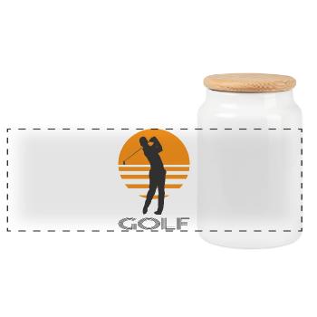golf - Panoramic Cookie Jar with Wooden Lid - white - Front
