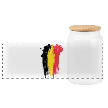 Vivid Dual-Brush Abstract Splash - Panoramic Cookie Jar with Wooden Lid - white - Front