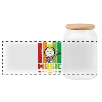 I love Music - Panorama Keksdose mit Holzdeckel - Weiß - Vorne