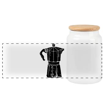 Coffee – But first coffee - Panoramic Cookie Jar with Wooden Lid - white - Front