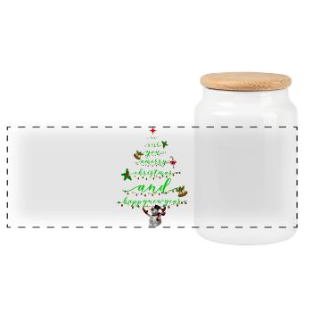Scénario : Sapin de Noël avec bonhomme de neige - Boîte à biscuits avec couvercle en bois - blanc - Devant