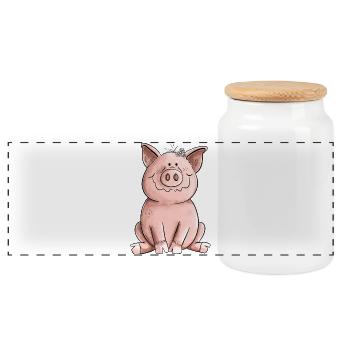 Cochon heureux - Boîte à biscuits avec couvercle en bois - blanc - Devant