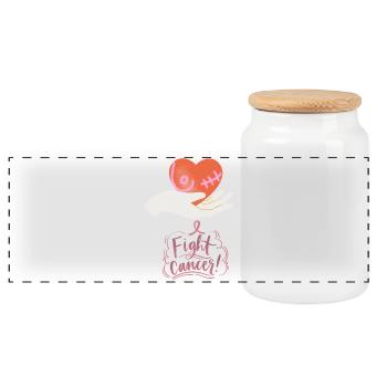Fight against cancer - Panoramic Cookie Jar with Wooden Lid - white - Front