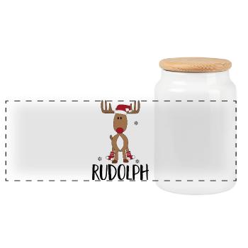 Noël - Boîte à biscuits avec couvercle en bois - blanc - Devant