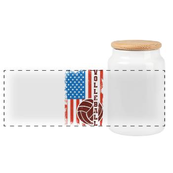 Joueur de volley-ball patriotique - Boîte à biscuits avec couvercle en bois - blanc - Devant