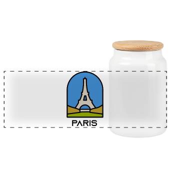 Paris - Panorama Keksdose mit Holzdeckel - Weiß - Vorne