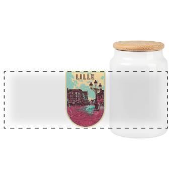 Badge retro, Lille France est ma ville natale - Boîte à biscuits avec couvercle en bois - blanc - Devant