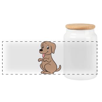 Dog Dogs - Panoramic Cookie Jar with Wooden Lid - white - Front