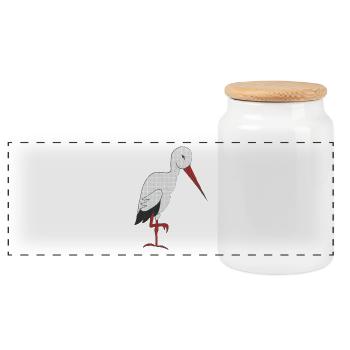 cigogne - Boîte à biscuits avec couvercle en bois - blanc - Devant