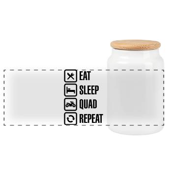 VTT véhicule tout-terrain Eat sleep quad répéter - Boîte à biscuits avec couvercle en bois - blanc - Devant