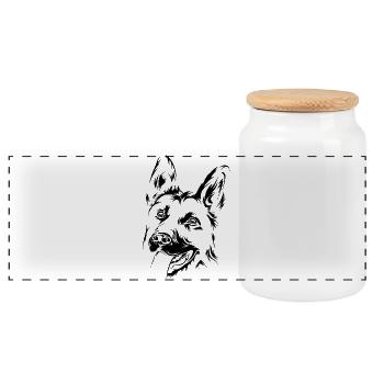 Schäferhund Hund Illustration Symbol Icon Hunde - Panorama Keksdose mit Holzdeckel - Weiß - Vorne