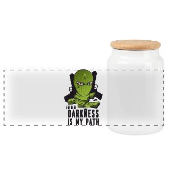 Darkness is my path - Panoramic Cookie Jar with Wooden Lid - white - Front