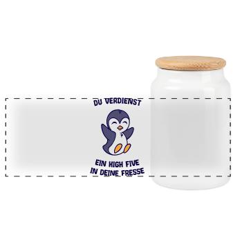 Vogel Tier Humorvoll Pinguin Statement Arktis - Panorama Keksdose mit Holzdeckel - Weiß - Vorne