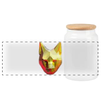 Katze Polygon in Gold - Panorama Keksdose mit Holzdeckel - Weiß - Vorne